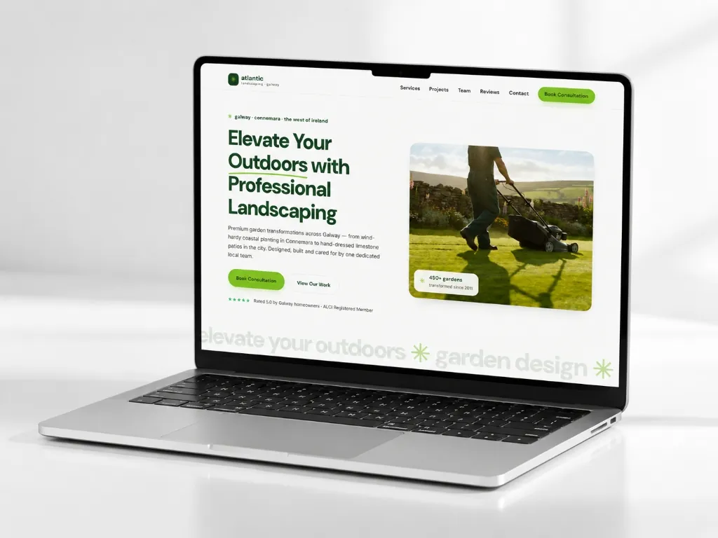 A custom website built by Gillty Design shown on a laptop