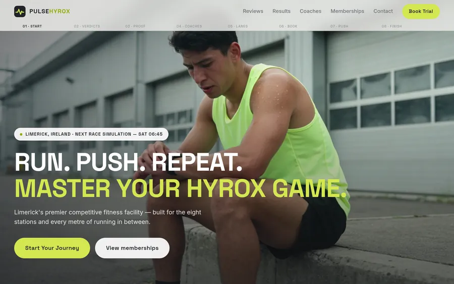 Pulse Hyrox fitness studio website built by Gillty Design