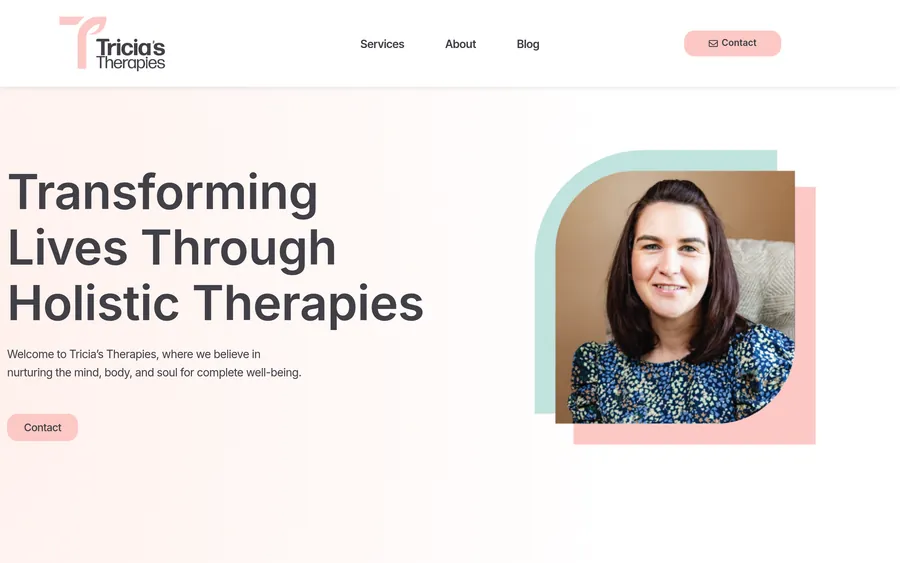 Tricia's Therapies wellness website built by Gillty Design